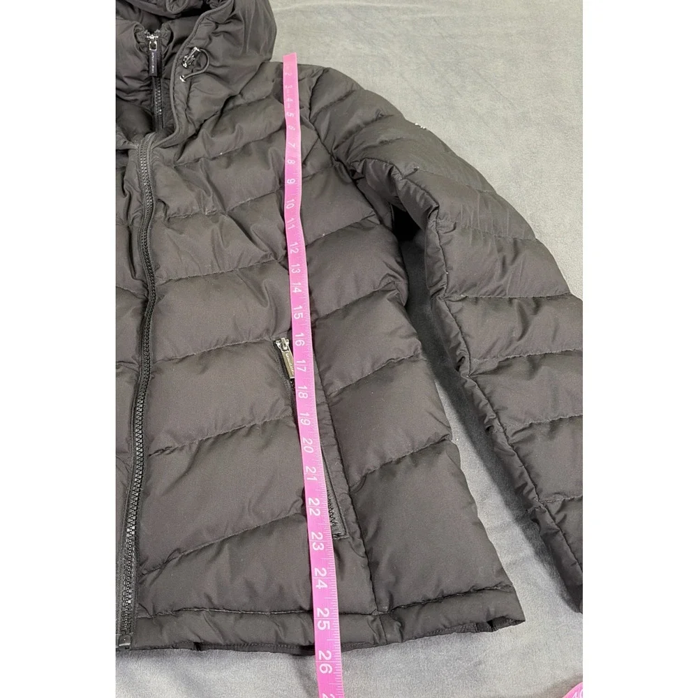 MICHAEL KORS Quilted Hooded Down Puffer Jacket Coat Size Medium Black Charity